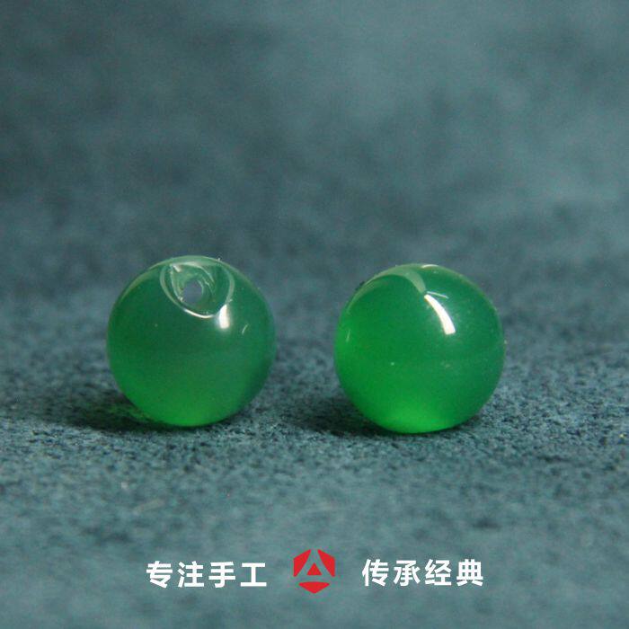 【十颗】绿玛瑙石头侧孔玉石圆珠纽扣中式旗袍汉服唐装盘扣纽扣