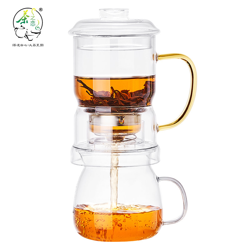 茶之恋功夫茶具套装自动过滤泡茶壶透明玻璃茶杯懒人家用冲茶神器