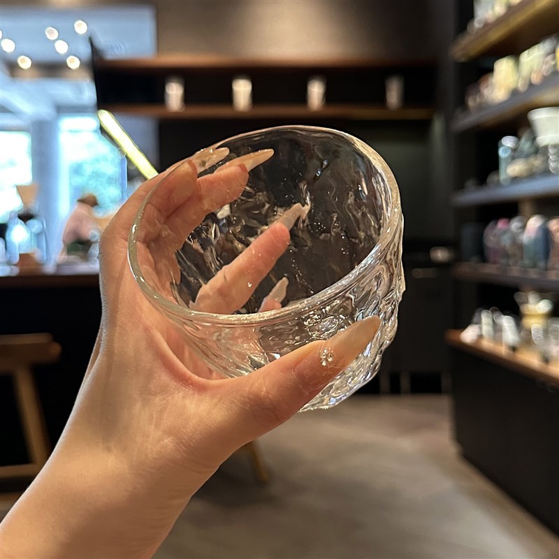 【古亦家品茗杯】日式耐热玻璃茶杯 威士忌酒杯 锤目纹水杯清酒杯