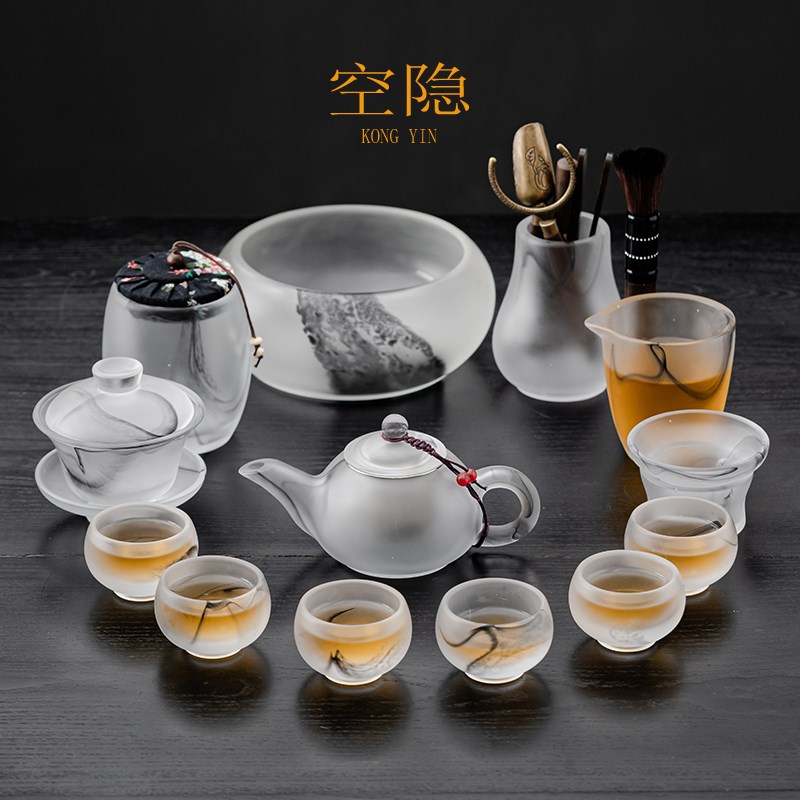空隐琉璃茶具套装轻奢功夫茶杯盖碗送长辈领导老师礼品老外伴手礼