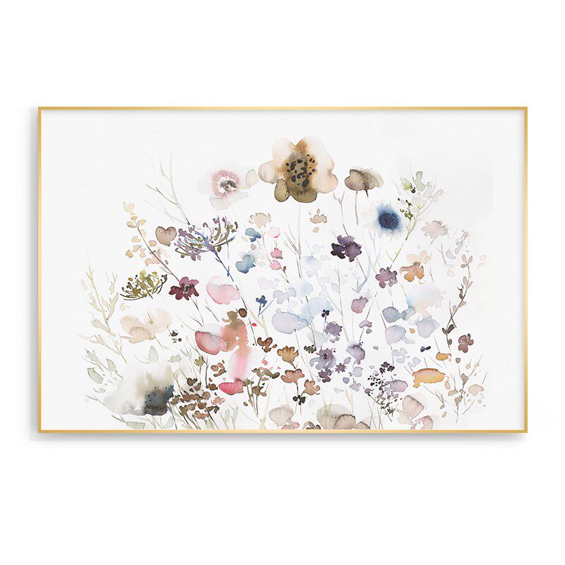 必画北欧小清新水彩唯美花语铝合金外框装饰画客厅挂画背景墙壁画