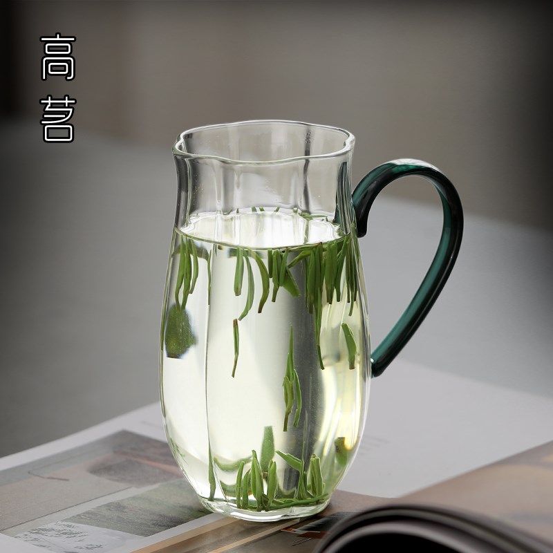 绿茶玻璃杯透明耐热泡茶杯2024新款家用女士花朵高颜值水杯花茶杯图片