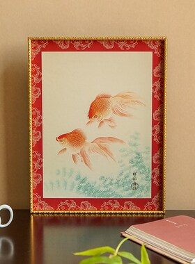 物几新中式锦鲤鱼客厅沙发玄关过道装饰画喜庆吉祥挂画小幅组合画