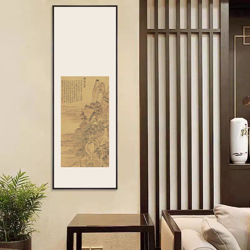 新中式名家山水装饰画书房玄关复古国画挂画中国风茶室禅意壁画