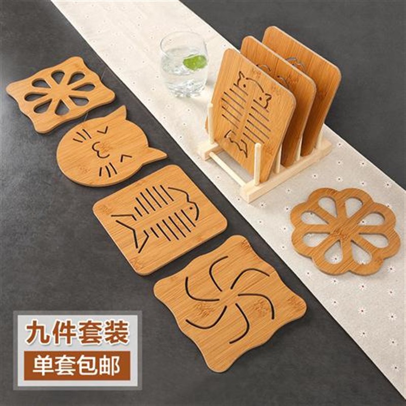 YO3H厨房隔热垫餐桌垫欧式家用木质餐垫杯垫耐热防烫碗垫盘子