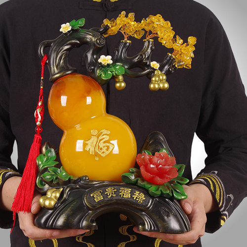 招财葫芦摆件带底座工艺品摆设玄关招财福禄酒柜装饰乔迁开业礼品