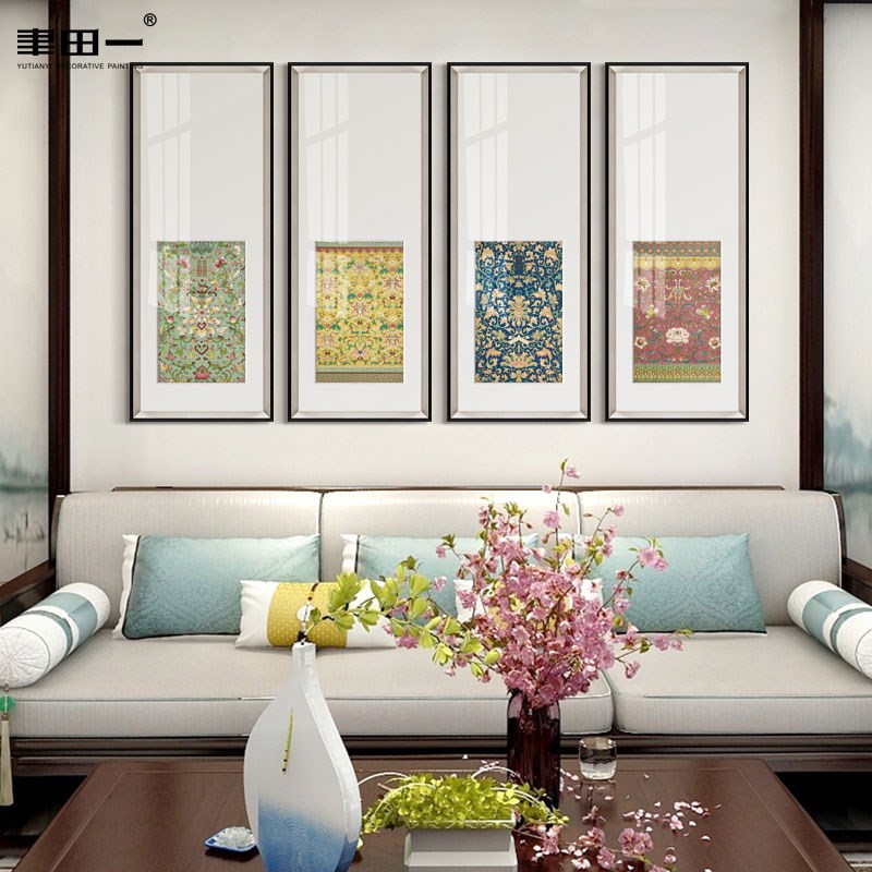 新中式客厅装饰画中国风玄关花纹艺术挂画展厅样板间卧室文艺壁画