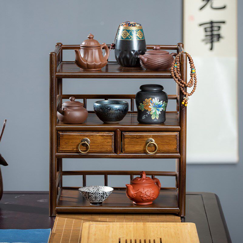 桌面博古架茶杯架子茶具收纳架功夫紫砂壶展示架茶壶摆放架置物架