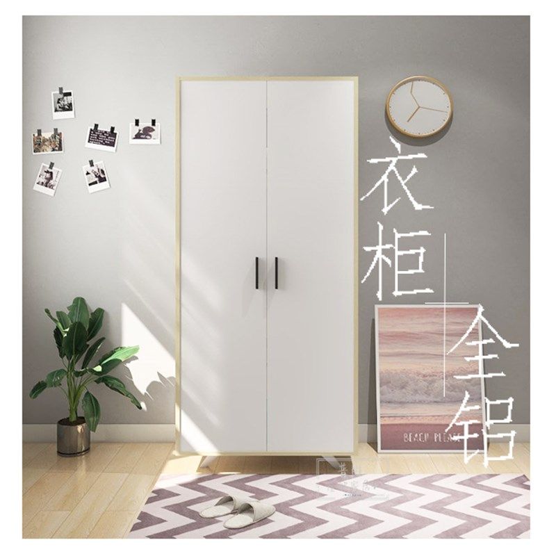 轻奢北欧全铝合金衣柜经济型储物收纳柜金属家具双门环保带脚