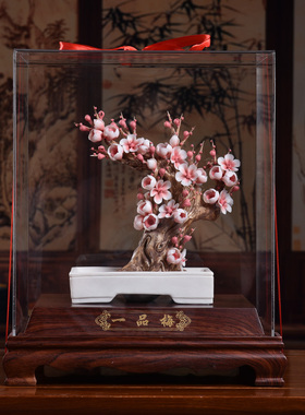 东方泥土陶瓷梅花摆件 客厅艺术品 可客制化陶瓷礼品