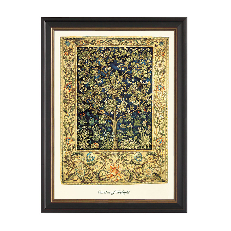 大幅玄关画美式餐厅墙画发财树走廊壁画楼梯挂画欧式玄关柜装饰画