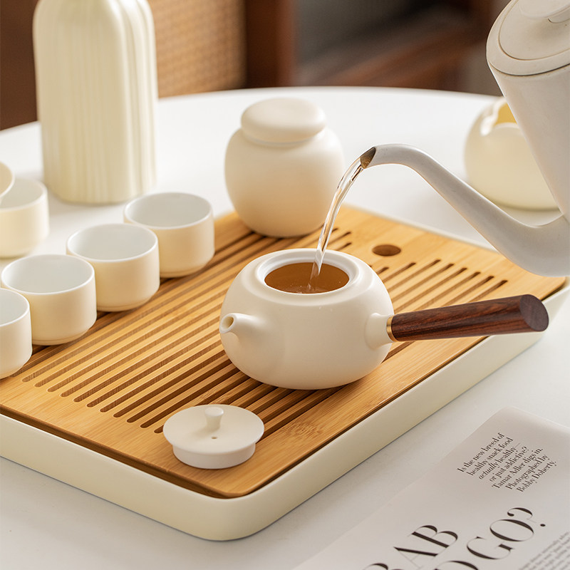 空蝉功夫茶具套装家用客厅办公室简约侧把壶干泡茶盘轻奢小套礼盒