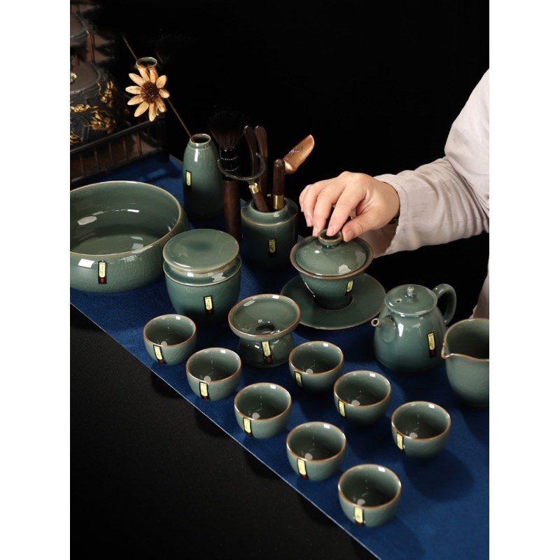 清见窑开片茶具套装陶瓷功夫茶具整套冰裂瓷茶道盖碗茶壶杯logo定