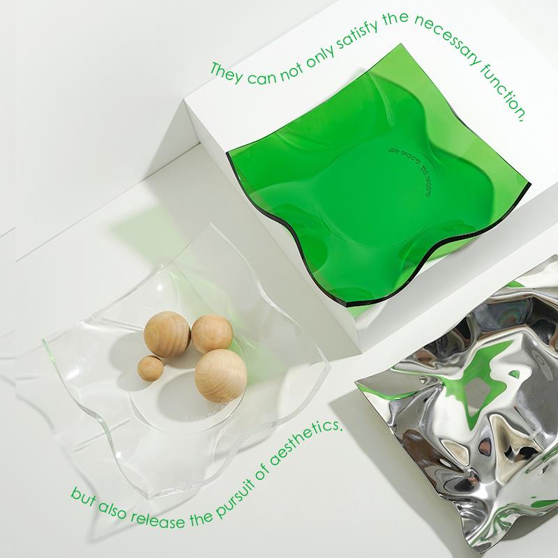 栀美家 亚克力托盘摆件 创意家用收纳盘客厅水果盘零食糖果盘茶几