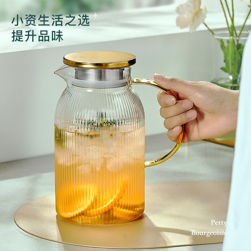 忆壶茶冷水壶玻璃耐高温凉水壶大容量凉白开家用扎壶套装凉水杯客