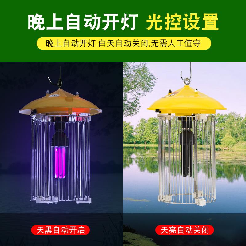杀虫灯户外农用鱼塘用养殖场用喂鱼灯光控雨控智能防水黑光诱虫灯
