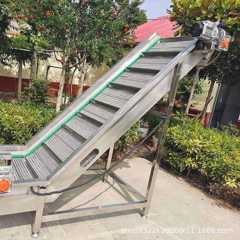 耐高温不锈钢板链提升爬坡机胡萝卜加工清洗设备西蓝花清洗机设备