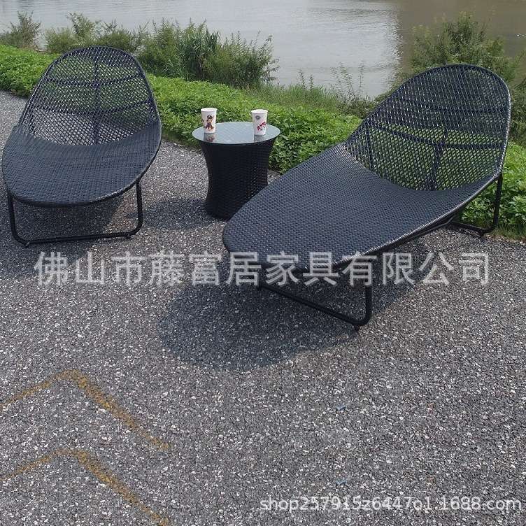 户外躺椅编藤沙发椅绳编桌椅阳台庭院躺椅售楼大厅茶几桌椅组合