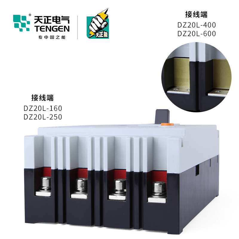 天正 DZ20L塑壳漏电保护断路器空气开关380V三相四线160A250A400A