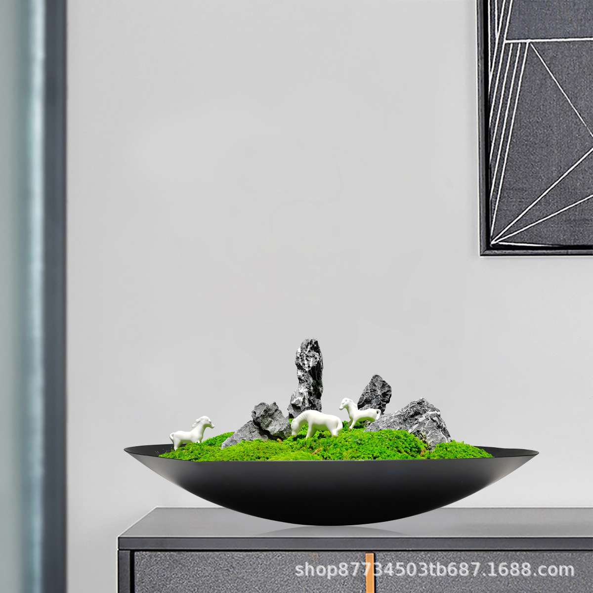 新中式禅意日式永生苔藓成品盆景绿色酒店前台吧台餐桌茶几摆件