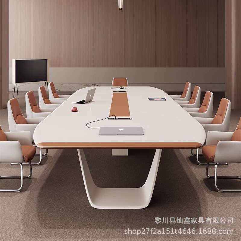 大型洽谈桌椅组合长条桌烤漆会议桌长桌现代时尚办公会议桌组合