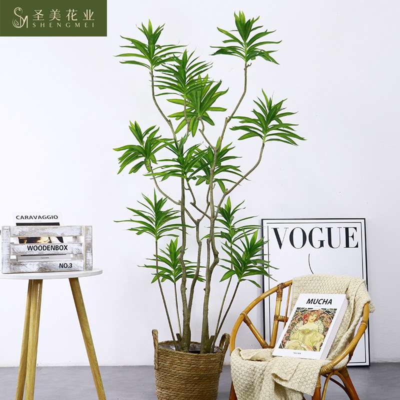 仿真百合竹树假植物 大型仿真绿植橱窗装饰盆栽造景千年木假树摆