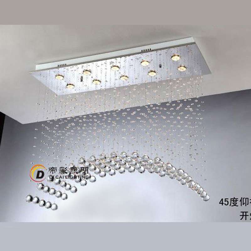 长方形led水晶吊线灯现代简约吧台吊灯创意拱形窗帘隔断餐厅吊灯