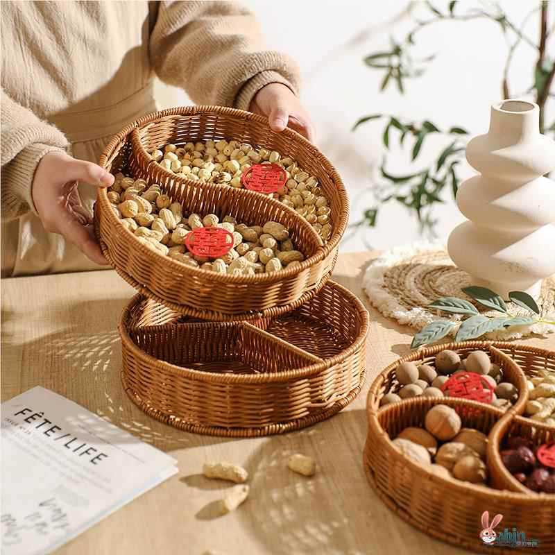 跨境代发干果分格篮KTV小食摆放篮喜宴糖果盘厨房筷子收纳篮子