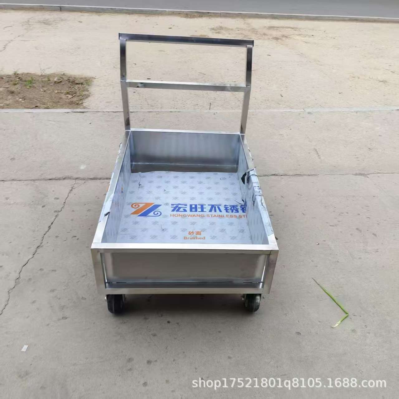 不锈钢推车仓库低噪音轮平板手推车搬运小推车行李叠搬运工具车
