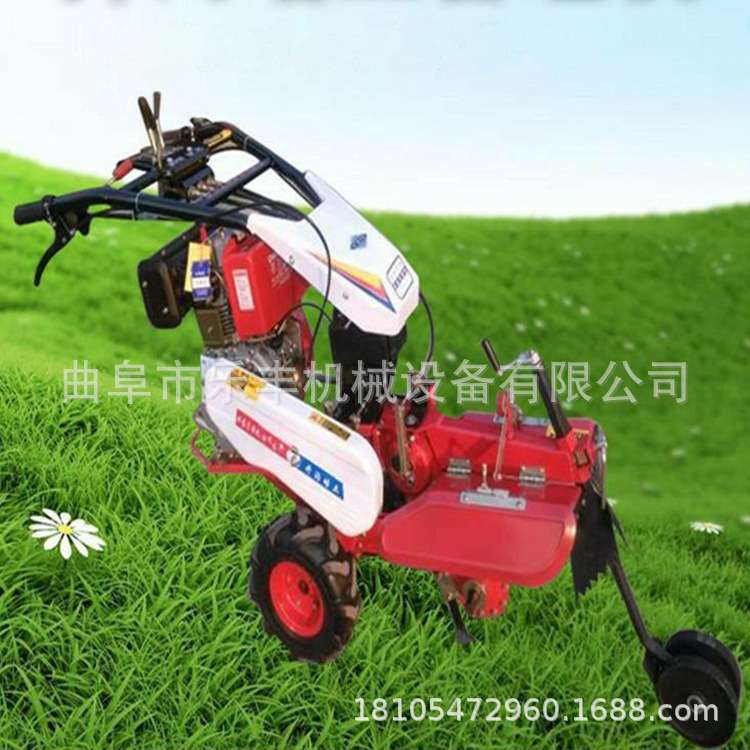 大葱大葱开沟培土机微型自走式大棚旋耕机开沟培土起垄种植旋耕机