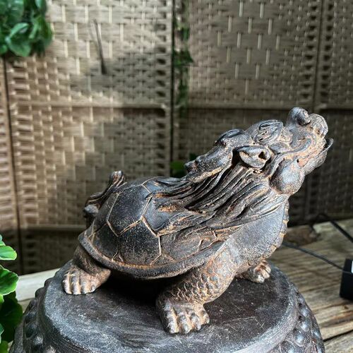 仿古中国风禅意造景山水盆吐水龙龟花盆花盆摆件摆件盆景可爱个性