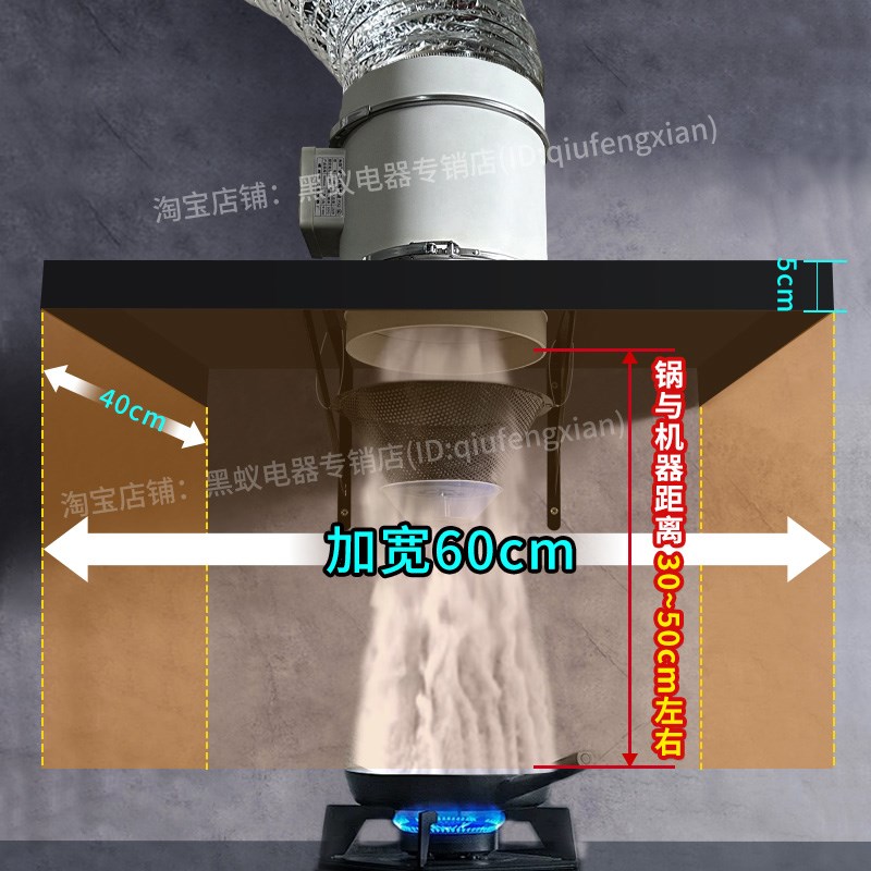 厨房油烟排气扇大烟罩抽油烟机家用强力排风扇大功率管道换气扇商