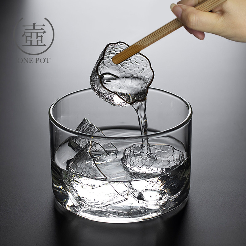 玻璃带盖茶洗家用大号透明洗茶杯水盂可加热水洗笔洗杯洗茶具零配