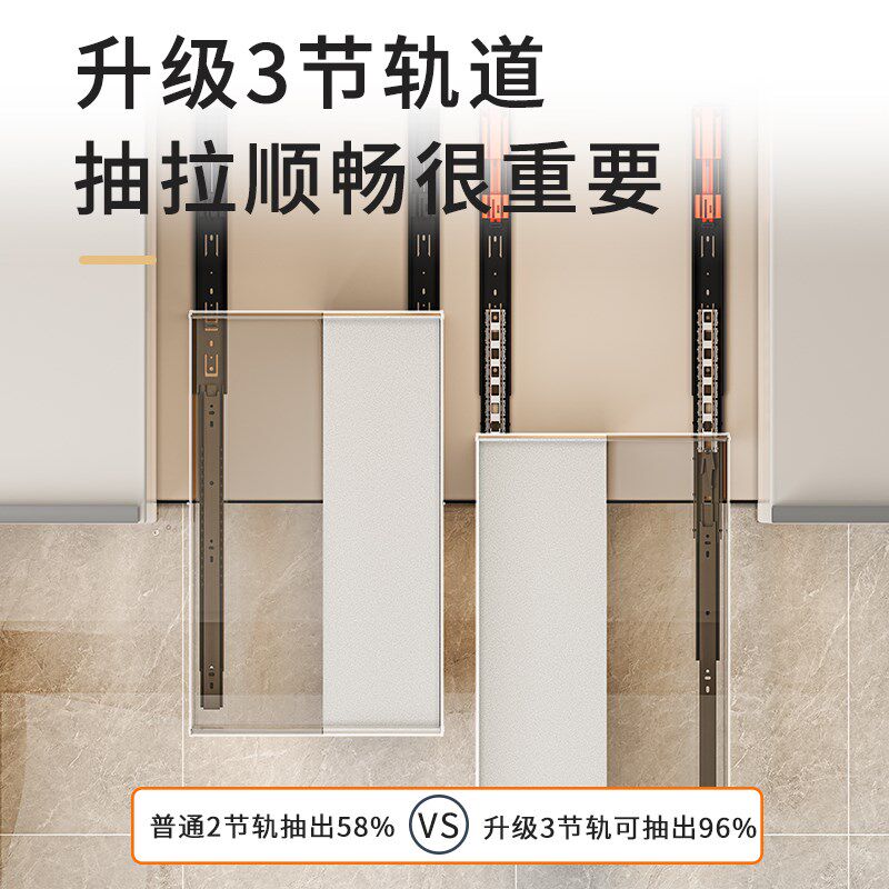 免打孔厨房橱柜抽屉式拉篮储物盒窄柜超深柜改造收纳架调料置物架