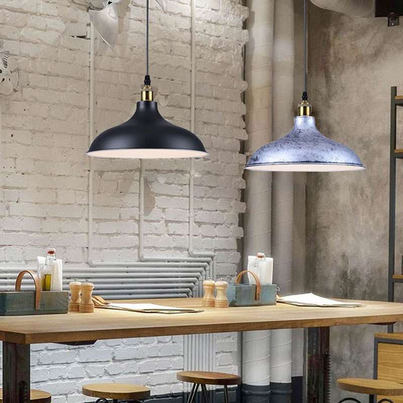 单头火锅店锅盖黑色复古铁艺餐厅灯罩现代简约吧台工业风餐厅吊灯