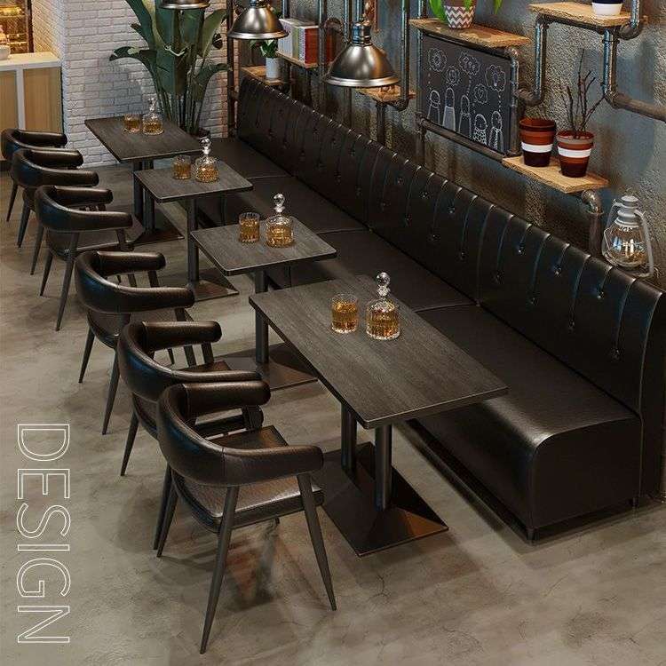 网红酒吧KTV卡座沙发奶茶店桌椅复古酒馆咖啡西餐厅卡座靠墙沙发