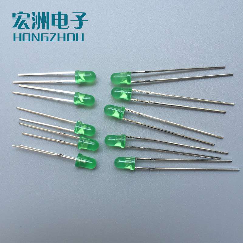 F3加长脚LED灯绿发绿发光二极管 38MM绿发普绿LED指示灯