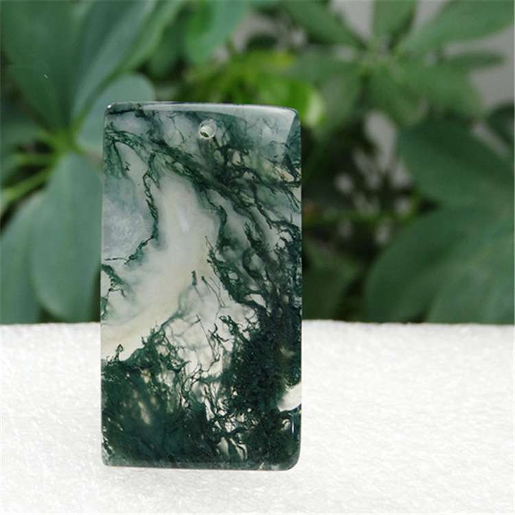 供应 珠宝挂件 水草玛瑙平安牌 冰透莹润 绿草花玛瑙牌子