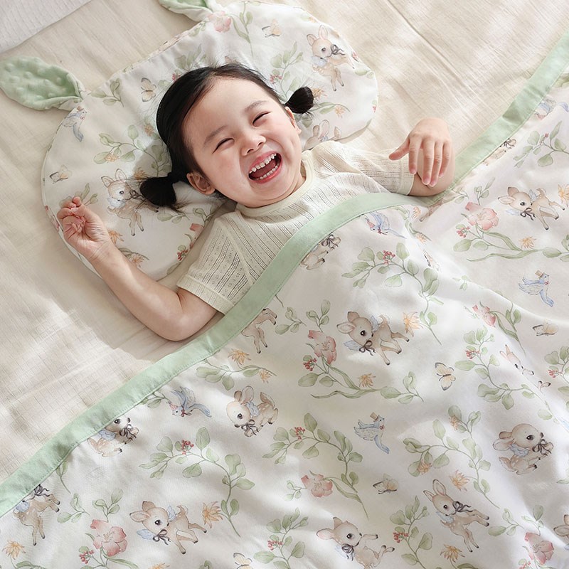 婴儿纱布盖毯小被子竹纤维宝宝儿童夏凉被幼儿园纱布竹棉空调盖毯