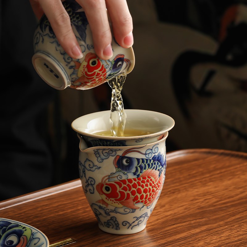陶瓷龙鱼公道杯2025新款茶海陶瓷公杯匀茶器分茶器功夫茶具配件图片