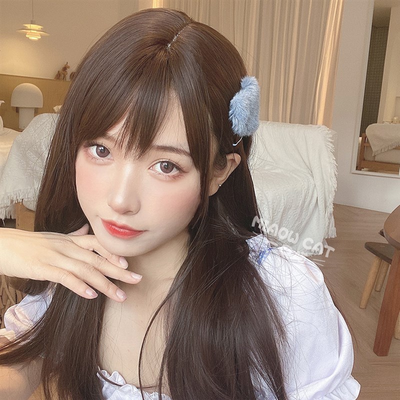 一口喵假发女长发jk日常黑长直自然逼真斜刘海网红Lolita全头套式
