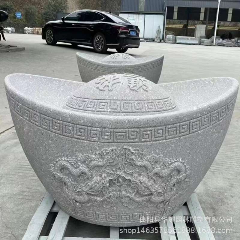 石雕金元宝黄锈石雕刻金子庭院酒店开业天然石材工艺品装饰摆件