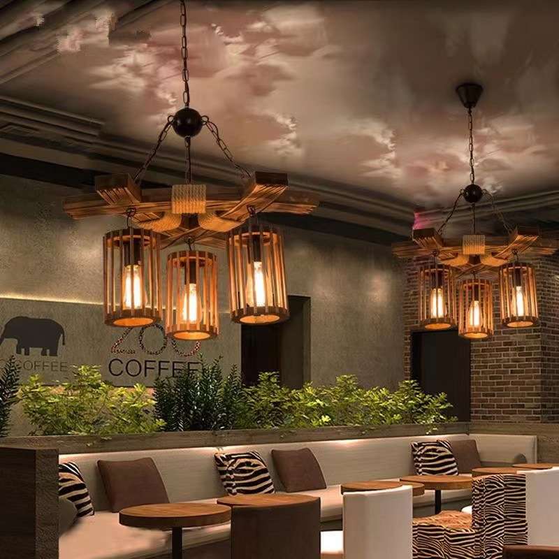 工业风复古麻绳吊灯酒吧餐厅理发美发店火锅服装店美式创意个性灯