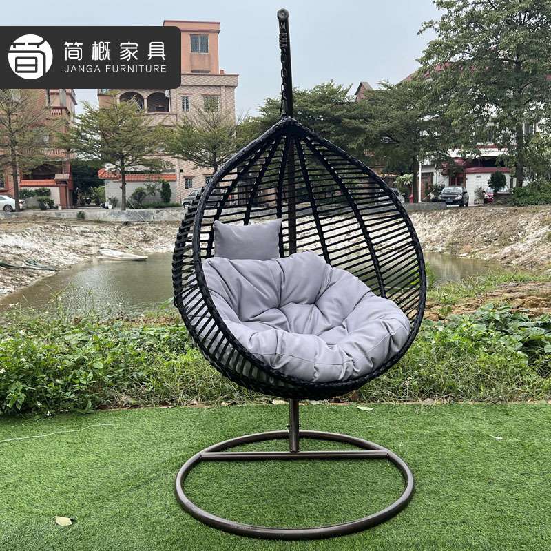 户外花园庭院休闲双人秋千室外公园家用阳台防水防晒绳编吊椅组合
