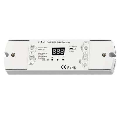 12-24VDC 1路*15A 单通道恒压DMX512&RDM解码器 D1-L