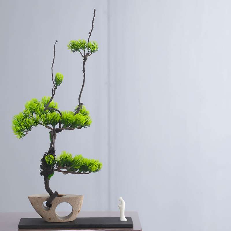 好石寨 诧寂风石头花器 乌金石 禅意桌面装饰 茶艺创意花插器绿宠