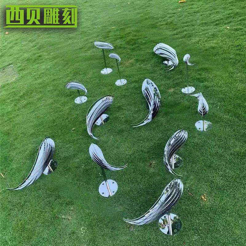 不锈钢抽象鱼雕塑酒店售楼部广场水景不锈钢鱼造景雕塑装饰工艺品