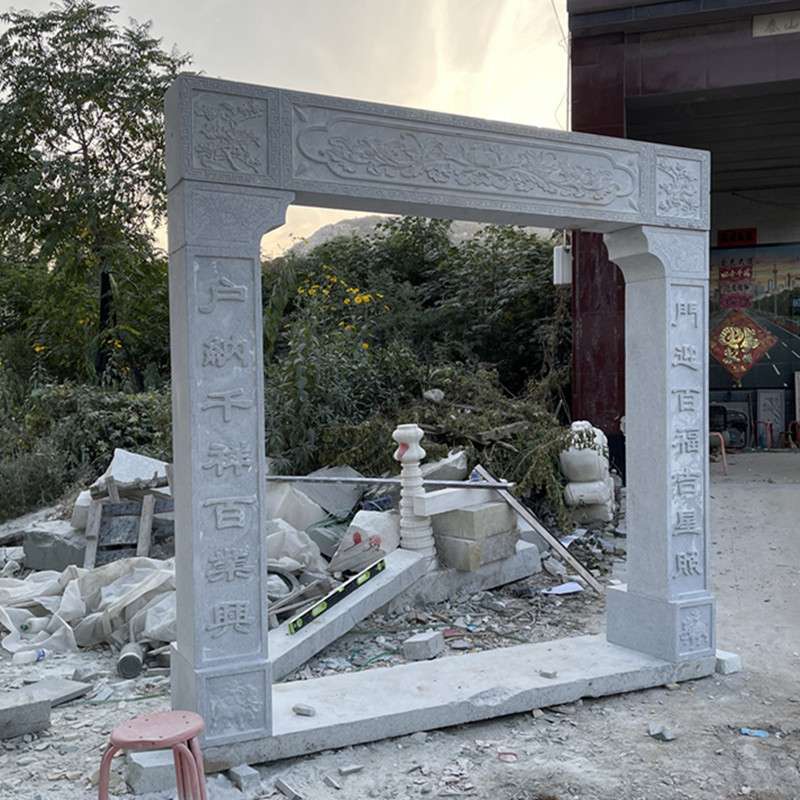 石雕门套中式大理石青石手工雕花仿古做旧建筑门框厂家可祠堂