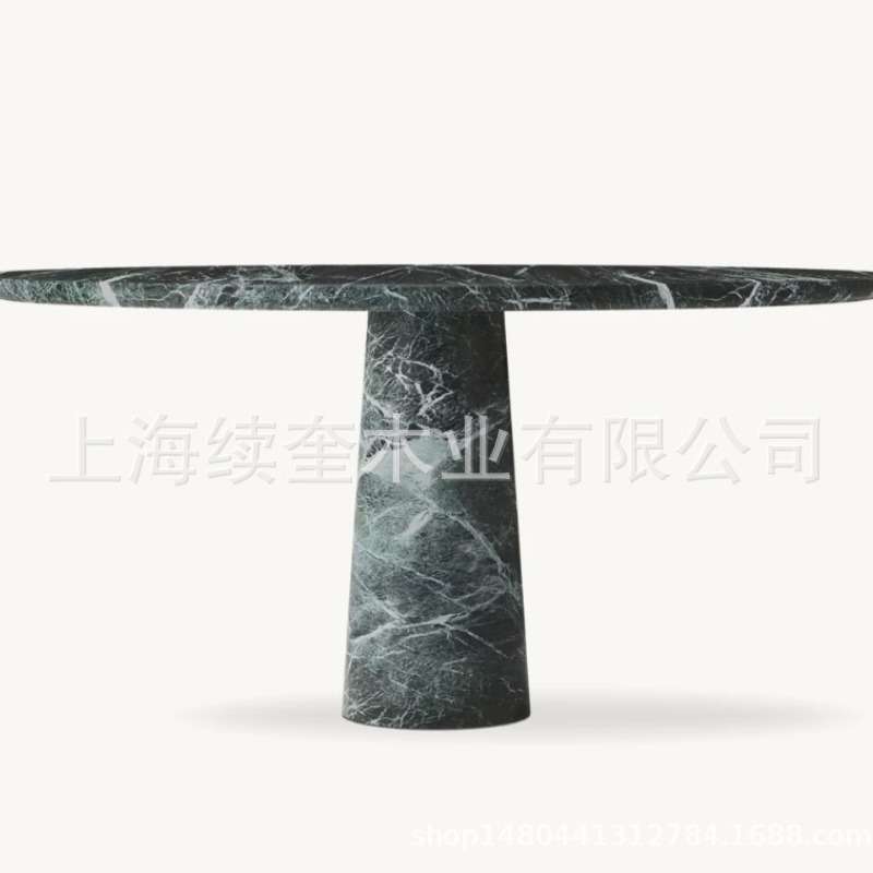 美式RH简约大理石圆形桌餐椅组合家用餐厅家具别墅亚马逊出口工厂