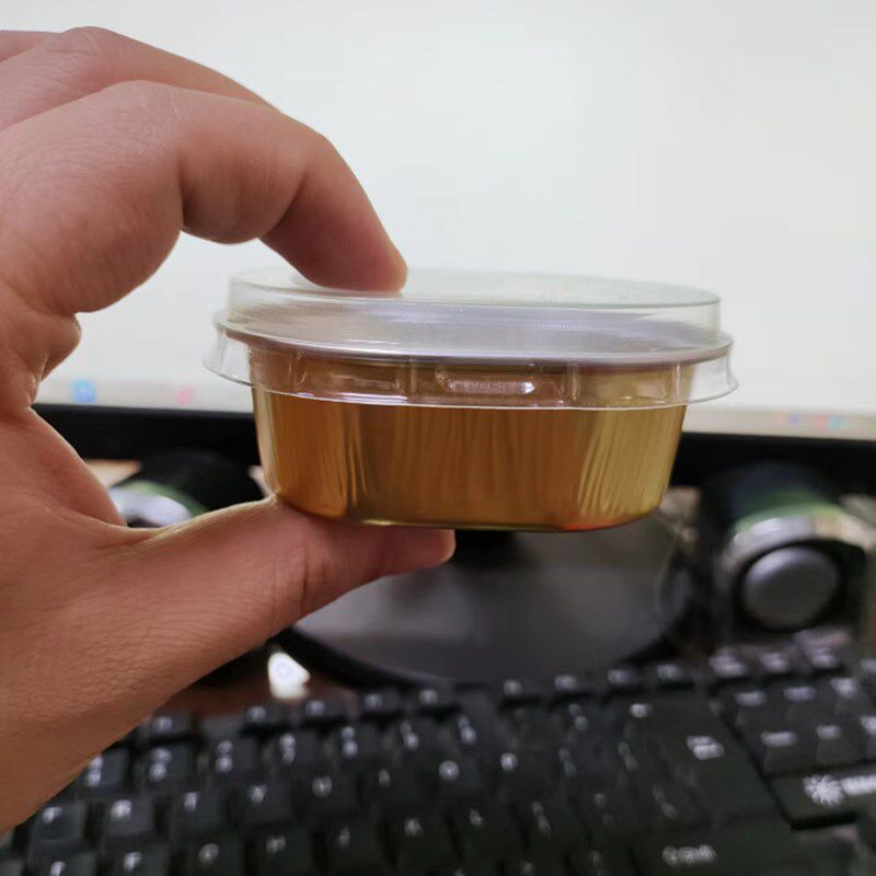 椭圆形半熟芝士蛋糕盒烘焙模具轻芝士挞乳酪酸奶带盖烤布丁铝箔杯